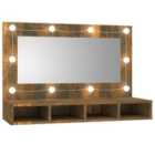 vidaXL Mirror Cabinet with LED Smoked Oak 90x31.5x62 cm