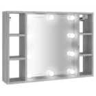 vidaXL Mirror Cabinet with LED Grey Sonoma 76x15x55 cm
