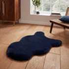 Super Teddy Navy Rectangle 060 x 090cm Polyester Plain Shaggy Single Sheepskin