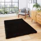 Super Teddy Black Rectangle 060 x 120cm Polyester Plain Shaggy