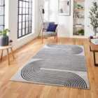 Apollo Grey/Navy Rectangle 080 x 150cm Polypropylene Modern Linear 2683