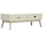 Vidaxl Coffee Table With 2 Drawers Carving Grey 110X50X40 Cm Wood