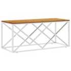 Vidaxl Coffee Table Stainless Steel And Solid Wood Acacia
