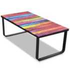 Vidaxl Coffee Table With Rainbow Printing Glass Top
