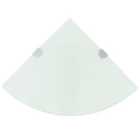 Vidaxl Corner Shelf With Chrome Supports Glass White 25X25 Cm