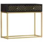 Vidaxl Console Table Black And Gold 90X30X75 Cm Solid Mango Wood