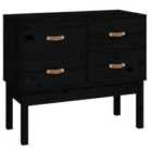 Vidaxl Console Cabinet Black 90X40X78 Cm Solid Wood Pine