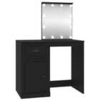vidaXL Dressing Table with LED Black 90x50x132.5 cm Engineered Wood