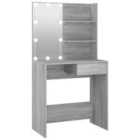 vidaXL Dressing Table with LED Grey Sonoma 74.5x40x141 cm