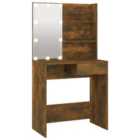 vidaXL Dressing Table with LED Brown Oak 74.5x40x141 cm