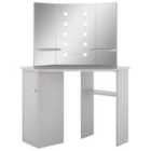 vidaXL Corner Dressing Table with LED Concrete Grey 111x54x141.5 cm