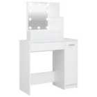 vidaXL Dressing Table With Led White 86.5X35X136cm
