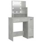vidaXL Dressing Table With Led Concrete Grey 86.5X35X136cm