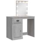 vidaXL Dressing Table with LED Lights Grey Sonoma 90x42x132.5 cm