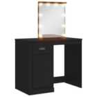 vidaXL Dressing Table with LED Lights Black 90x42x132.5 cm