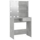 vidaXL Dressing Table With Led Concrete Grey 74.5X40X141cm