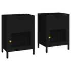 Vidaxl Nightstands 2 Pcs Black 40X30X54.5 Cm Steel And Glass