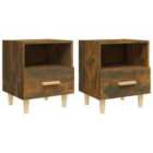 Vidaxl Bedside Cabinets 2 Pcs Smoked Oak 40X35X47 Cm