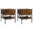 Vidaxl Bedside Tables 2 Pcs Smoked Oak 40X42X45 Cm Engineered Wood