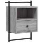 Vidaxl Bedside Cabinet Wall-mounted Grey Sonoma 40X30X61 Cm Engineered Wood