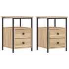 Vidaxl Bedside Cabinets 2 Pcs Sonoma Oak 34X35.5X50 Cm Engineered Wood