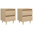 Vidaxl Bed Cabinets & Solid Pinewood Legs 2 Pcs Sonoma Oak 40X35X50 Cm