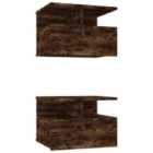Vidaxl Floating Nightstand 2 Pcs Smoked Oak 40X31X27 Cm Engineered Wood