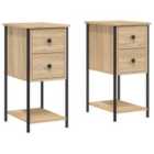 Vidaxl Bedside Cabinets 2 Pcs Sonoma Oak 32X42X70 Cm Engineered Wood
