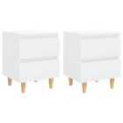 Vidaxl Bed Cabinets & Pinewood Legs 2 Pcs High Gloss White 40X35X50Cm