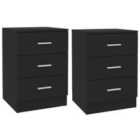 Vidaxl Bedside Cabinets 2 Pcs Black 38X35X56 Cm Engineered Wood
