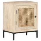 Vidaxl Bedside Cabinet 40X30X50 Cm Solid Mango Wood And Natural Cane