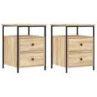 Vidaxl Bedside Cabinets 2 Pcs Sonoma Oak 44X45X60 Cm Engineered Wood