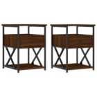 Vidaxl Bedside Cabinets 2 Pcs Brown Oak 40X42X55 Cm Engineered Wood
