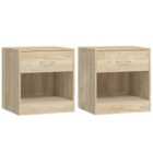 Vidaxl Nightstand 2 Pcs With Drawer Oak Colour
