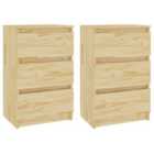 Vidaxl Bedside Cabinets 2 Pcs 40X29.5X64 Cm Solid Pine Wood