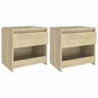 Vidaxl Bedside Cabinets 2 Pcs Sonoma Oak 40X30X39 Cm Engineered Wood