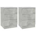 Vidaxl Bedside Cabinets 2 Pcs Concrete Grey 38X35X56 Cm Engineered Wood