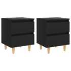 Vidaxl Bed Cabinets With Solid Pinewood Legs 2 Pcs Black 40X35X50 Cm