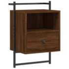 Vidaxl Bedside Cabinet Wall-mounted Brown Oak 40X30X61 Cm Engineered Wood