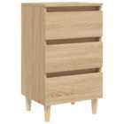 Vidaxl Bed Cabinet With Solid Wood Legs Sonoma Oak 40X35X69 Cm