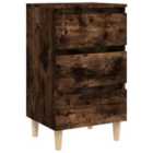 Vidaxl Bed Cabinet With Solid Wood Legs Smoked Oak 40X35X69 Cm
