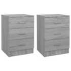 Vidaxl Bedside Cabinets 2 Pcs Grey Sonoma 38X35X56 Cm Engineered Wood