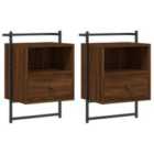 Vidaxl Bedside Cabinets Wall-mounted 2 Pcs Brown Oak 40X30X61 Cm Engineered Wood
