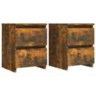 Vidaxl Bedside Cabinets 2 Pcs Smoked Oak 30X30X40 Cm Engineered Wood