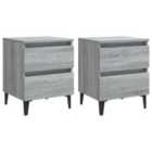 Vidaxl Bed Cabinets With Metal Legs 2 Pcs Grey Sonoma 40X35X50 Cm