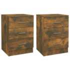 Vidaxl Bedside Cabinets 2 Pcs Smoked Oak 38X35X56 Cm Engineered Wood