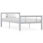 Vidaxl Bed Frame Grey And White Metal 100X200 Cm