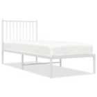 Vidaxl Metal Bed Frame With Headboard White 75X190 Cm 2Ft6 Small Single