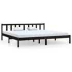 Vidaxl Bed Frame Black Solid Pinewood 200X200 Cm