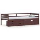 Vidaxl Bed Frame With Drawers&cabinet Dark Brown Pinewood 90X200 Cm